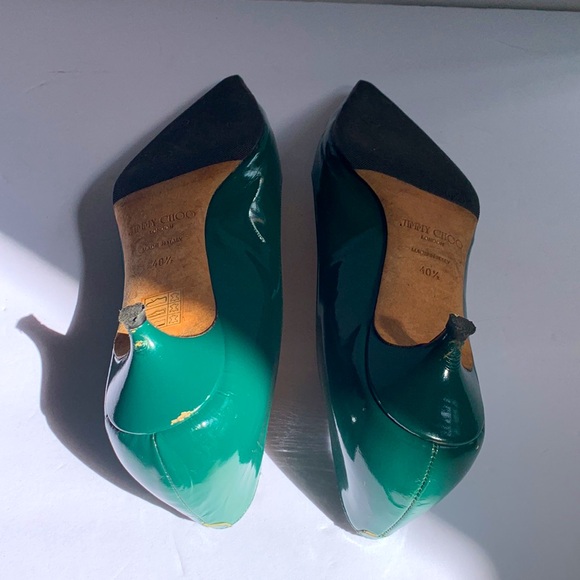 Jimmy Choo London Green Patent Leather Kitten Heels Size 40.5 - Picture 4 of 4